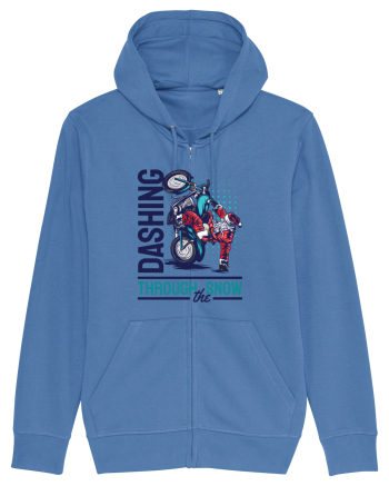 Dashing through the snow on motorcycle Bright Blue