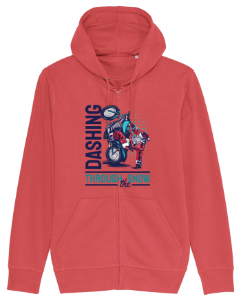 Dashing through the snow on motorcycle Carmine Red