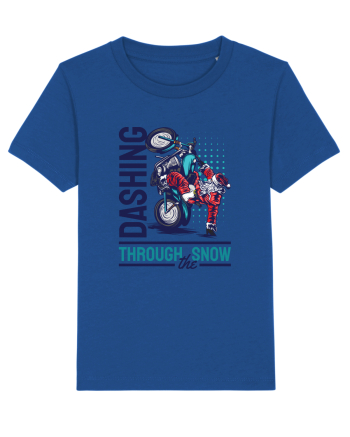 Dashing through the snow on motorcycle Majorelle Blue