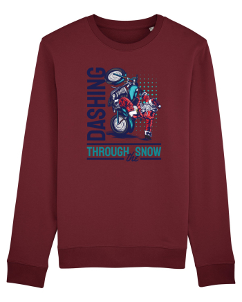 Dashing through the snow on motorcycle Burgundy