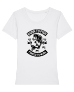 Born to FIsh Forced to Work Black Tricou mânecă scurtă guler larg fitted Damă Expresser