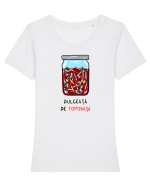 Dulceață de toporași Tricou mânecă scurtă guler larg fitted Damă Expresser