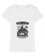 Born to Ride Motocross Black Tricou mânecă scurtă guler V Damă Evoker