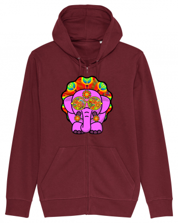 Trippy Pink Elephant  Burgundy