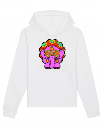 Trippy Pink Elephant  White