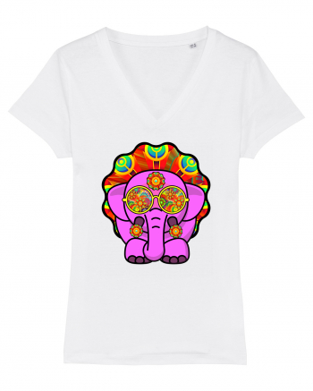 Trippy Pink Elephant  White