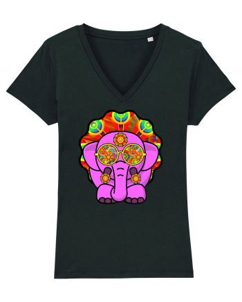 Trippy Pink Elephant  Black