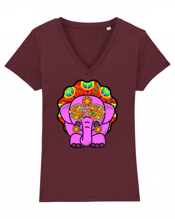 Trippy Pink Elephant  Burgundy