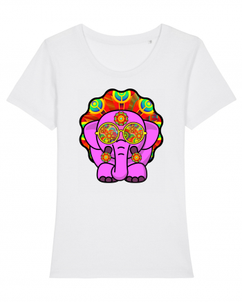 Trippy Pink Elephant  White