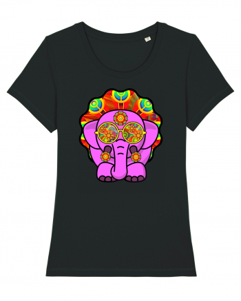 Trippy Pink Elephant  Black