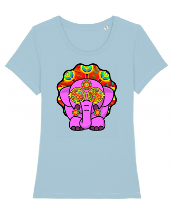 Trippy Pink Elephant  Sky Blue