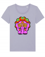 Trippy Pink Elephant  Tricou mânecă scurtă guler larg fitted Damă Expresser