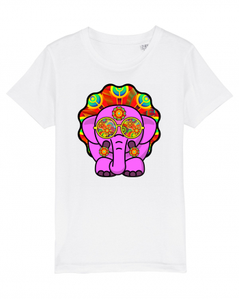 Trippy Pink Elephant  White