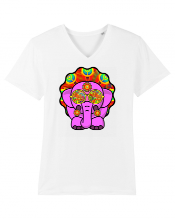 Trippy Pink Elephant  White