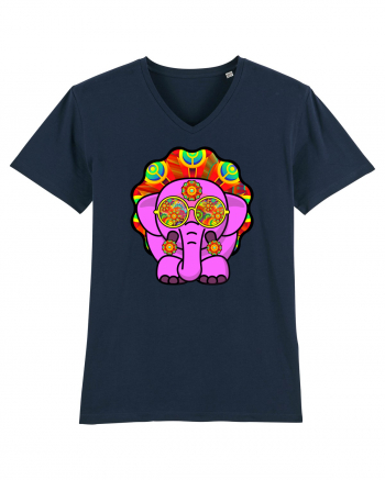 Trippy Pink Elephant  French Navy