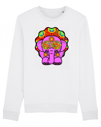 Trippy Pink Elephant  White