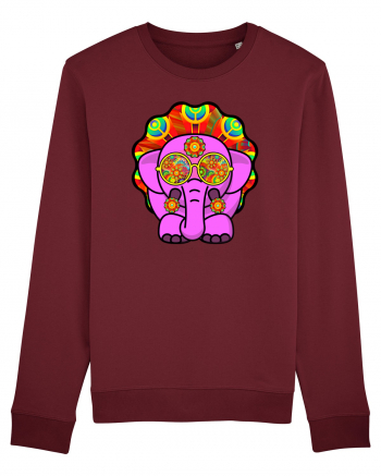 Trippy Pink Elephant  Burgundy