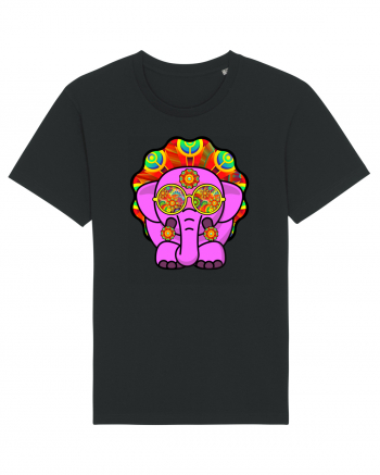 Trippy Pink Elephant  Black