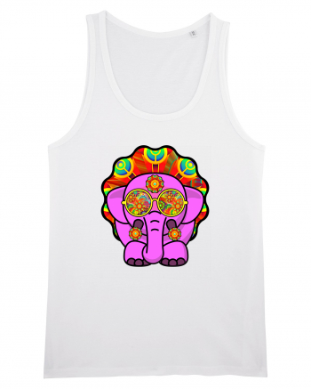 Trippy Pink Elephant  White