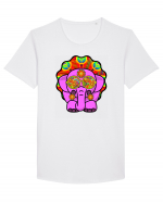 Trippy Pink Elephant  Tricou mânecă scurtă guler larg Bărbat Skater