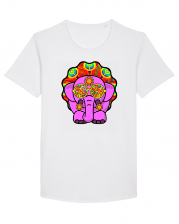 Trippy Pink Elephant  White