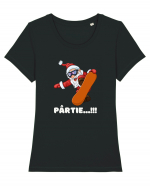 Pârtie... Vine Mosu! Snowboarding Tricou mânecă scurtă guler larg fitted Damă Expresser