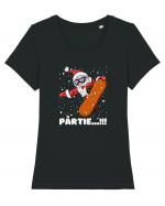 Pârtie... Vine Mosu! Snowboarding & Snow Tricou mânecă scurtă guler larg fitted Damă Expresser