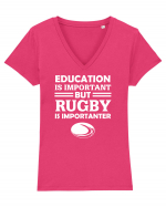 RUGBY Tricou mânecă scurtă guler V Damă Evoker