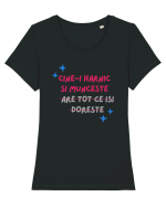 Cine-i harnic si munceste n-are tot ce isi doreste Tricou mânecă scurtă guler larg fitted Damă Expresser