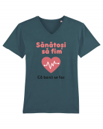 Sănătoși să fim. Banii se fac ei ... Tricou mânecă scurtă guler V Bărbat Presenter