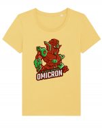 Omicron Covid Variant Tricou mânecă scurtă guler larg fitted Damă Expresser