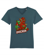 Omicron Covid Variant Tricou mânecă scurtă guler V Bărbat Presenter