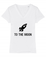 To the moon Tricou mânecă scurtă guler V Damă Evoker