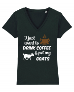 COFFEE GOAT Tricou mânecă scurtă guler V Damă Evoker