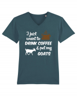 COFFEE GOAT Tricou mânecă scurtă guler V Bărbat Presenter