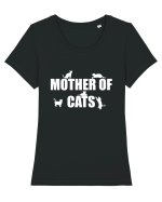 MOTHER OF CATS Tricou mânecă scurtă guler larg fitted Damă Expresser