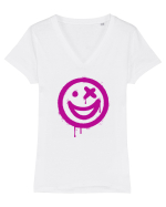 Smiling face Tricou mânecă scurtă guler V Damă Evoker