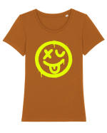 Smiling sick face Tricou mânecă scurtă guler larg fitted Damă Expresser