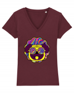 Psychedelic pug Tricou mânecă scurtă guler V Damă Evoker