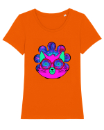 Psychedelic Cat Tricou mânecă scurtă guler larg fitted Damă Expresser