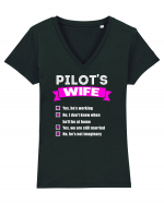 PILOTS WIFE Tricou mânecă scurtă guler V Damă Evoker