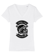 American Football Skull Black Tricou mânecă scurtă guler V Damă Evoker