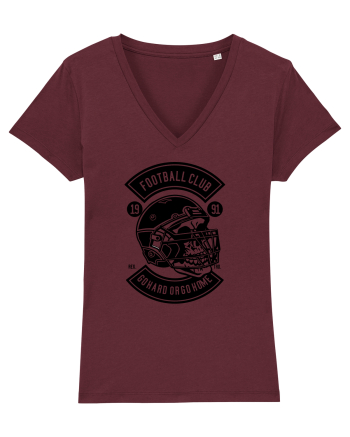 American Football Skull Black Burgundy