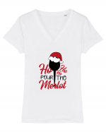 Ho Ho Ho Pour The Merlot Tricou mânecă scurtă guler V Damă Evoker