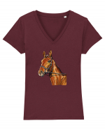 Horse Tricou mânecă scurtă guler V Damă Evoker