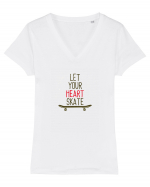 Let Your Heart Skate Tricou mânecă scurtă guler V Damă Evoker