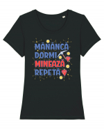 Mananca, dormi, mineaza, repeta Tricou mânecă scurtă guler larg fitted Damă Expresser