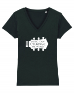 Music Can Change The World Tricou mânecă scurtă guler V Damă Evoker