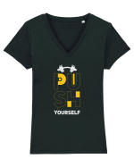 Push Yourself Tricou mânecă scurtă guler V Damă Evoker