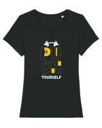 Push Yourself Tricou mânecă scurtă guler larg fitted Damă Expresser